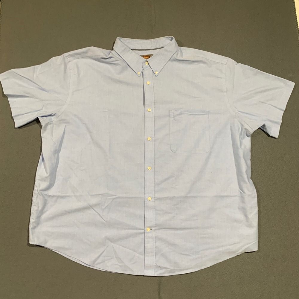 The Foundry Supply Co Mens Short Sleeve Button Down Shirt Light Blue 4XL Work‎
